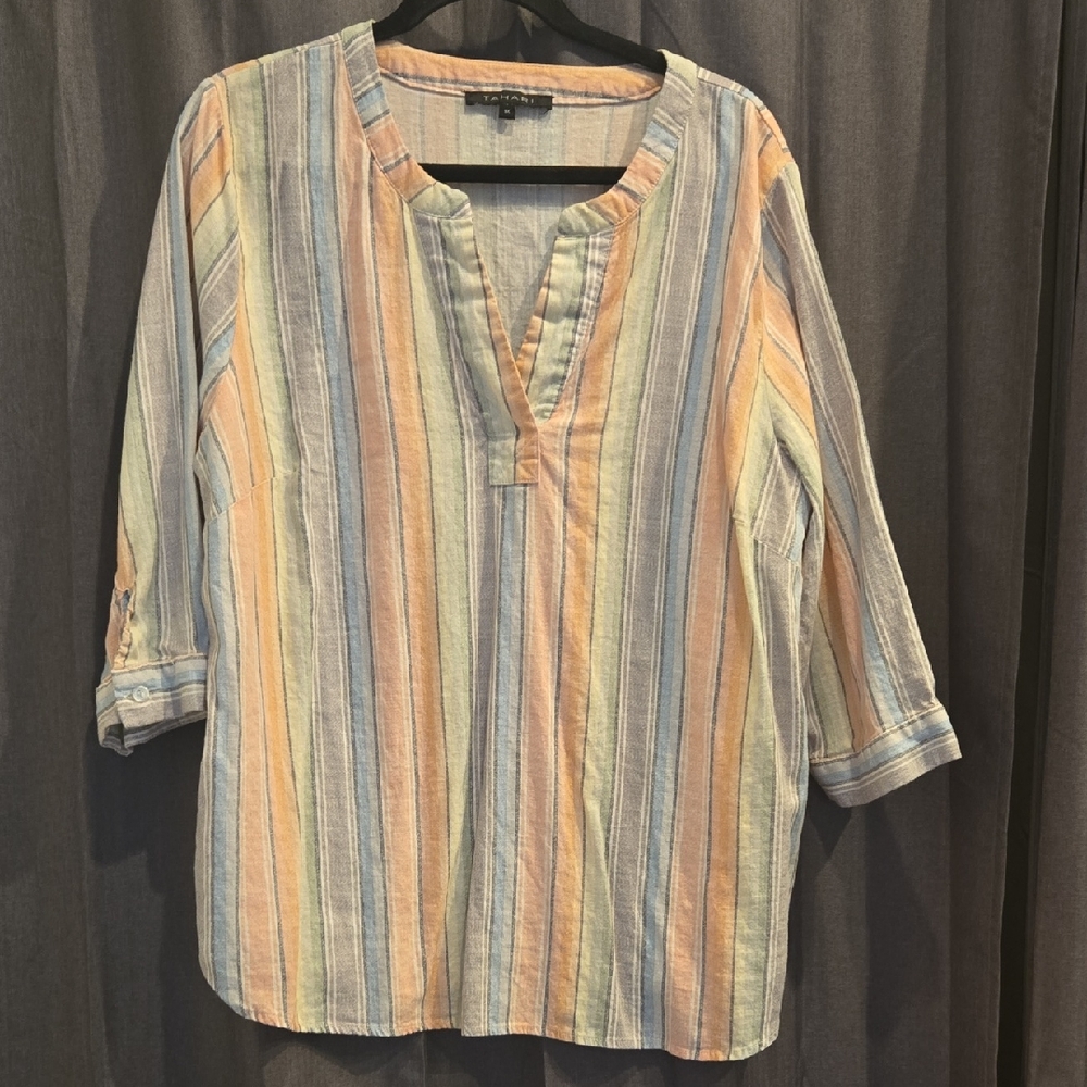 Tahari Multicolor Striped Tunic